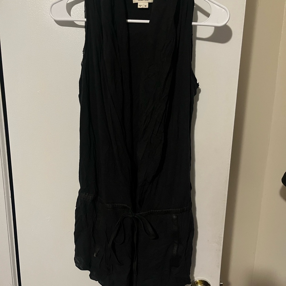 Helmut lang Black Tank Top with Tie Front and Sleeveless Design